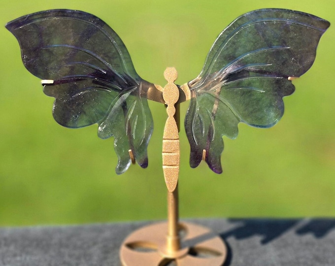 Blue and purple Fluorite Crystal Butterfly Wings