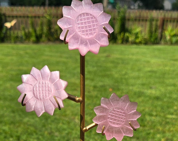 Rose Pink Cat Eye Selenite Crystal Flowers