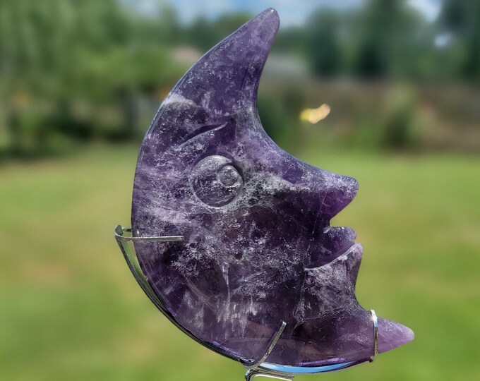 Purple Amethyst Crystal Moon
