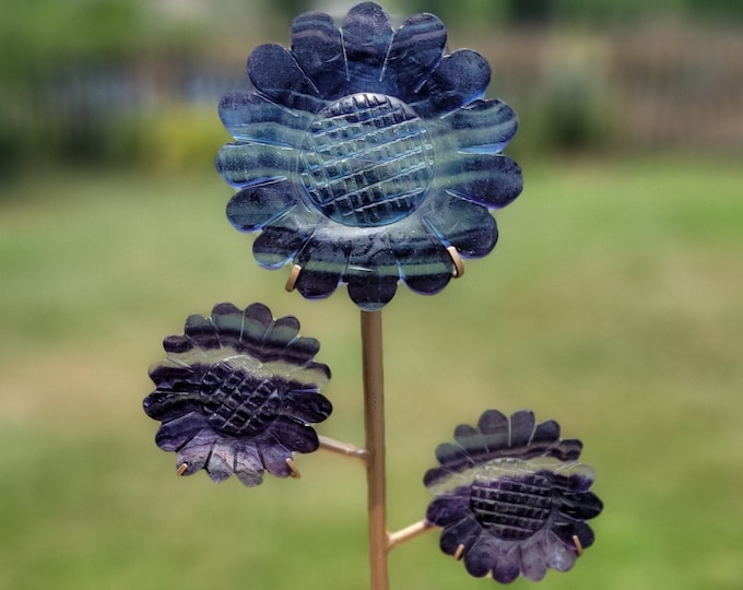 Rainbow Fluorite Crystal Triple Sunflower