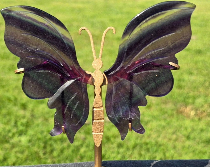 Purple and blue Rainbow Fluorite Crystal Butterfly Wings