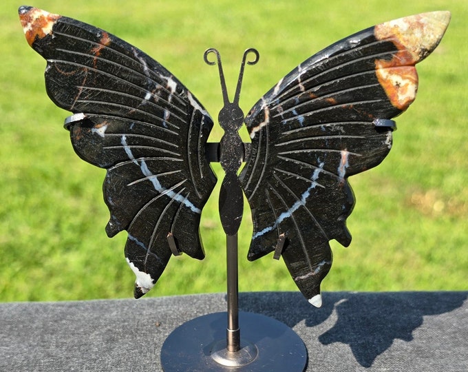 Black Ocean Jasper Crystal Butterfly Wings