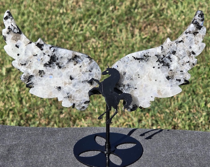Rainbow Moonstone Crystal Unicorn Pegasus Wings
