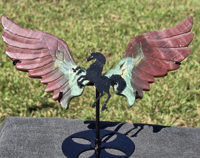 Maroon Ocean Jasper Crystal Unicorn Pegasus Wings