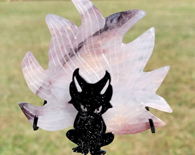 Lavender Silk Jade Crystal Nine-tailed Fox
