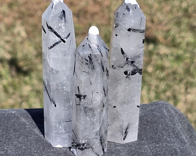 Tourmaline in Clear Quartz Crystal Towers