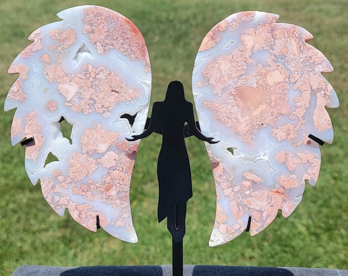 Pink Agate Crystal Angel/Fairy Wings