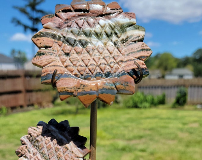 8th Vein Ocean Jasper Crystal Triple Sunflower