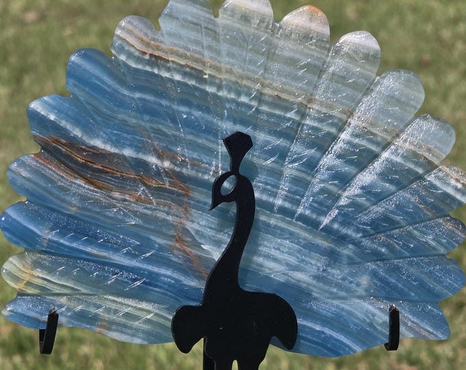 Blue Onyx Crystal Peacock Wings
