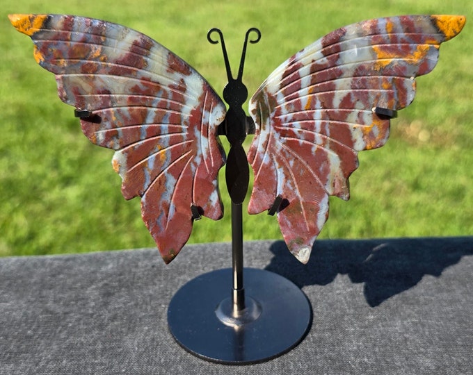 Ocean Jasper Crystal Butterfly Wings