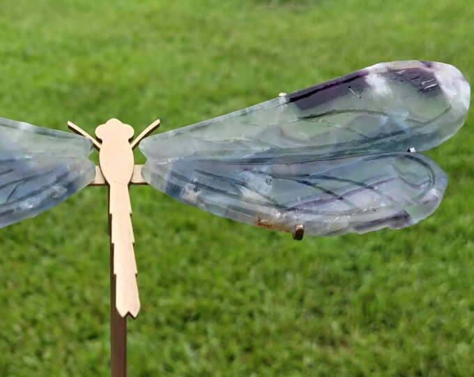 Feather Fluorite Crystal Dragonfly Wings
