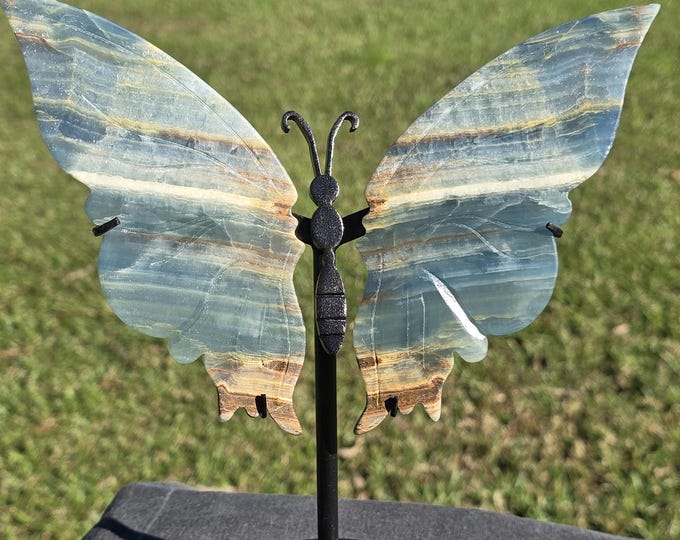 Blue Onyx Crystal Butterfly Wings