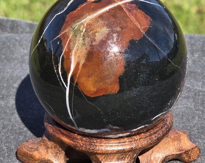 Black Agate, Ocean Jasper Crystal Sphere