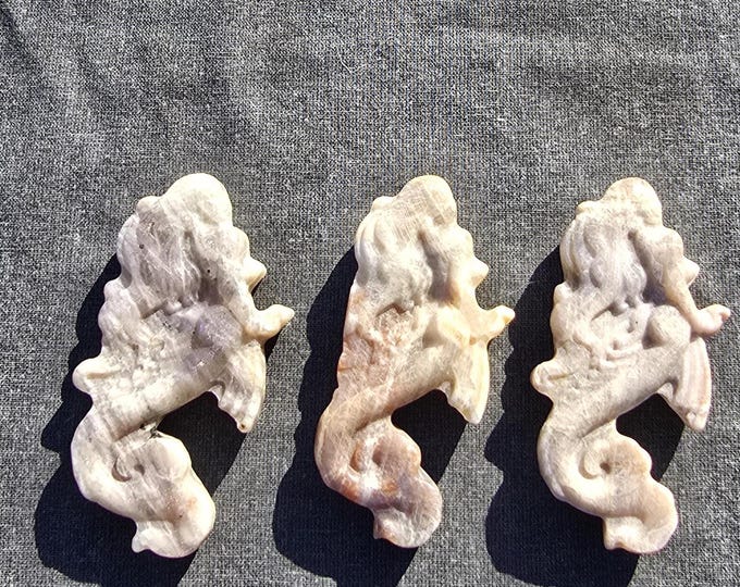 Moonstone Mermaid Crystal Carvings