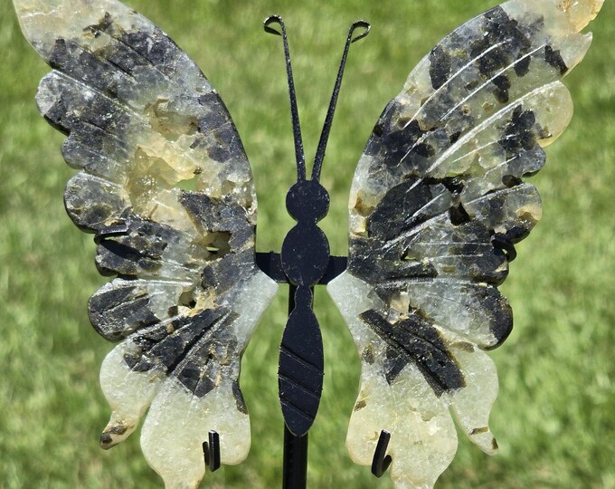 Prehnite with Epidote Crystal Butterfly Wings