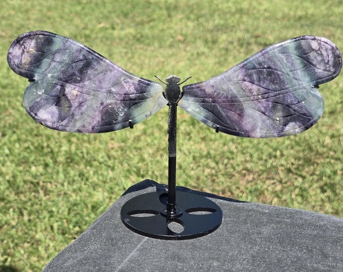 Blue, Purple & Green Fluorite Crystal Dragonfly Wings
