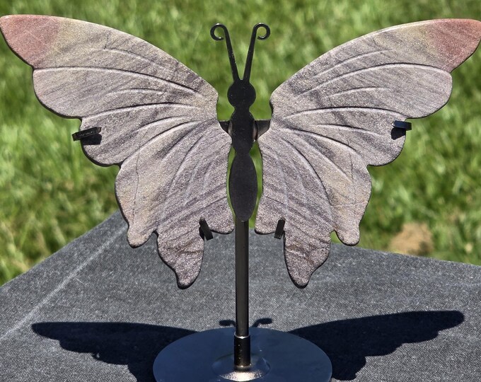 Pink & Purple Picture Jasper Crystal Butterfly Wings