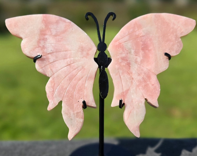 Pink Opal Crystal Butterfly Wings