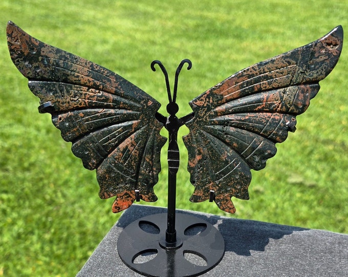 Orbicular Ocean Jasper Crystal Butterfly Wings