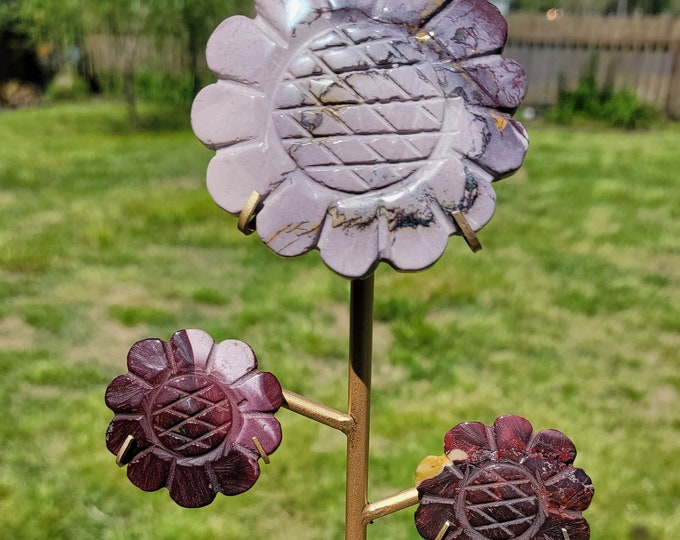 Purple and Red Mookaite Crystal Triple Sunflower