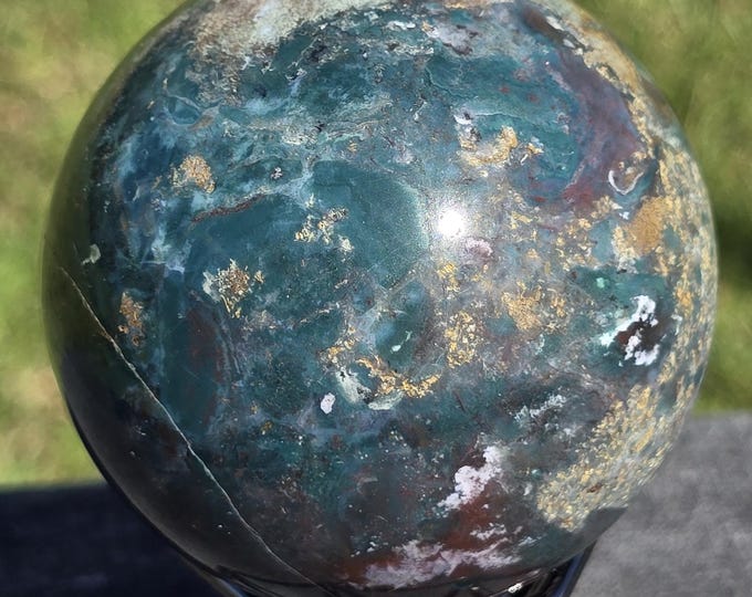 Teal Blue Ocean Jasper Crystal Sphere