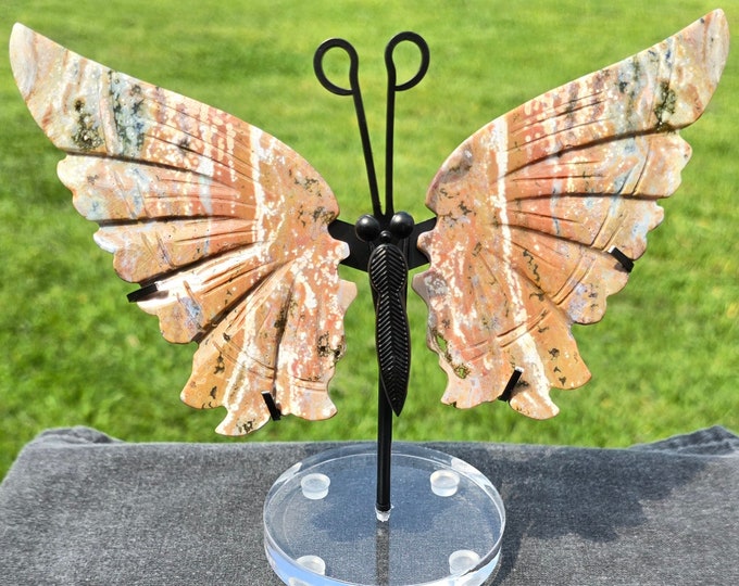 Orbicular Ocean Jasper Crystal Butterfly Wings