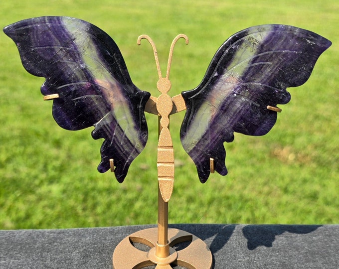 Dendritic Purple Fluorite Crystal Butterfly Wings