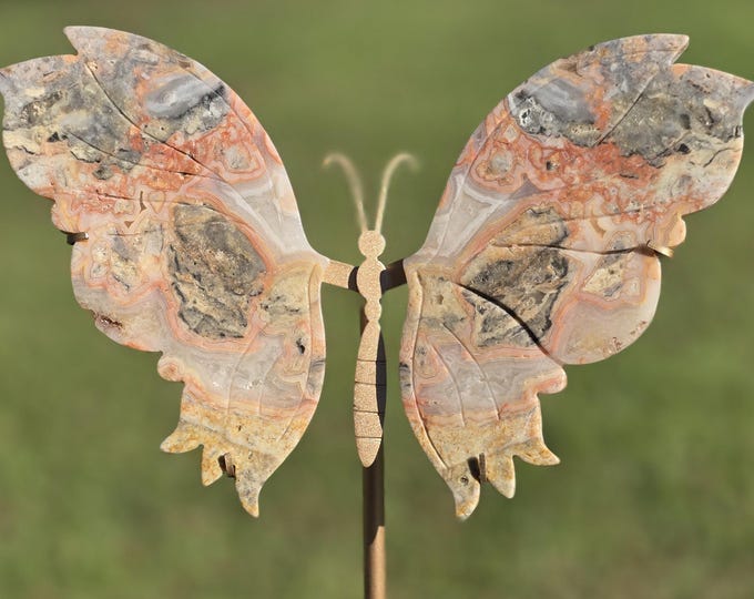 Pink Crazy Lace Crystal Butterfly Wings