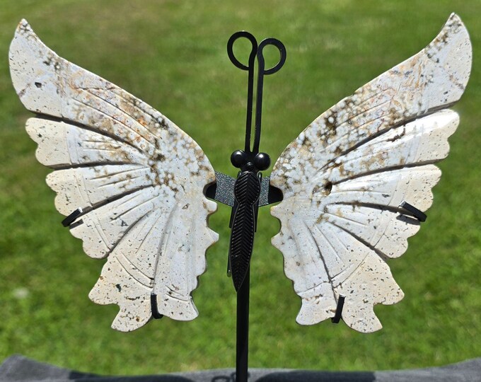 Orbicular Ocean Jasper Crystal Butterfly Wings