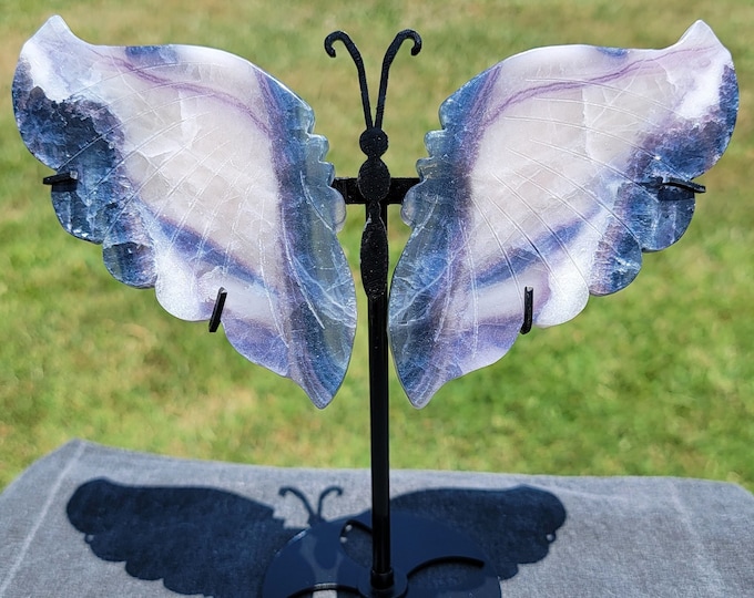Blue and purple Silk Fluorite Crystal Butterfly Wings