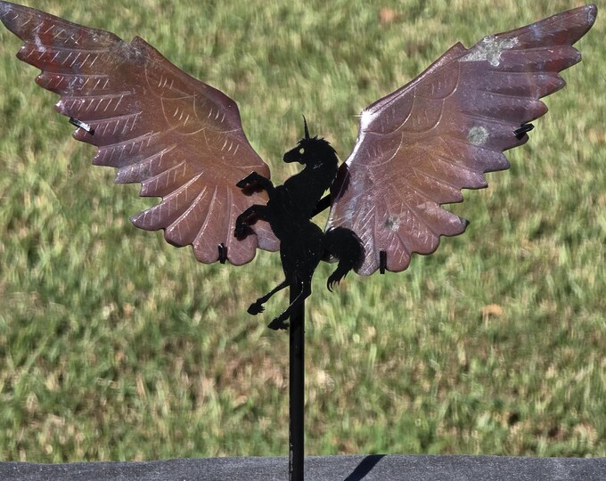 Red Moss Agate Crystal Unicorn Pegasus Wings