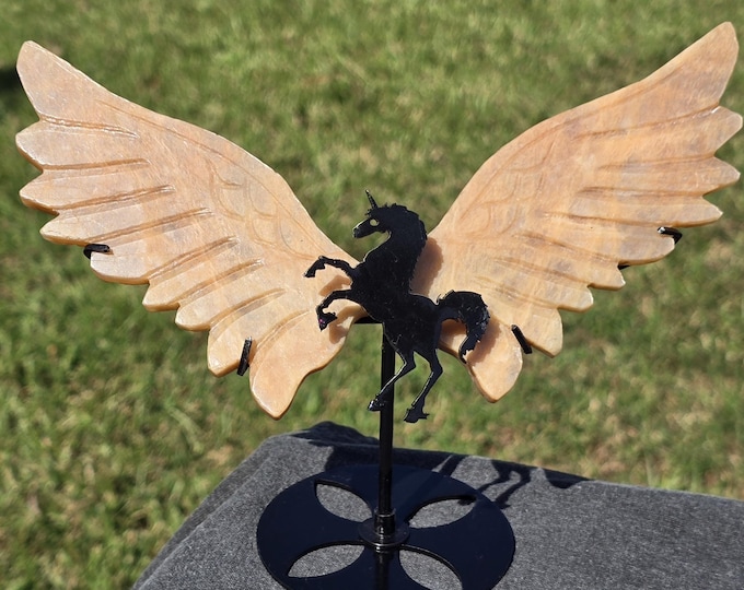 Peach Moonstone Crystal Unicorn Pegasus Wings