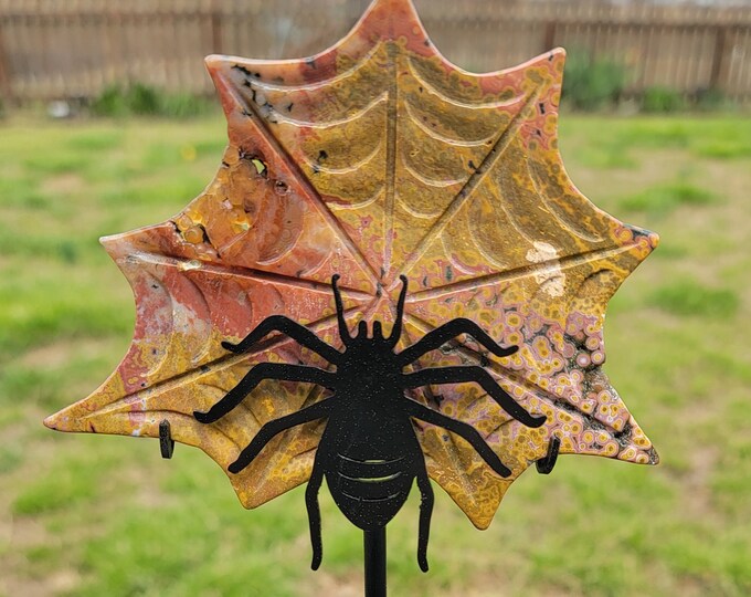 Orbicular Ocean Jasper Crystal Spider Web