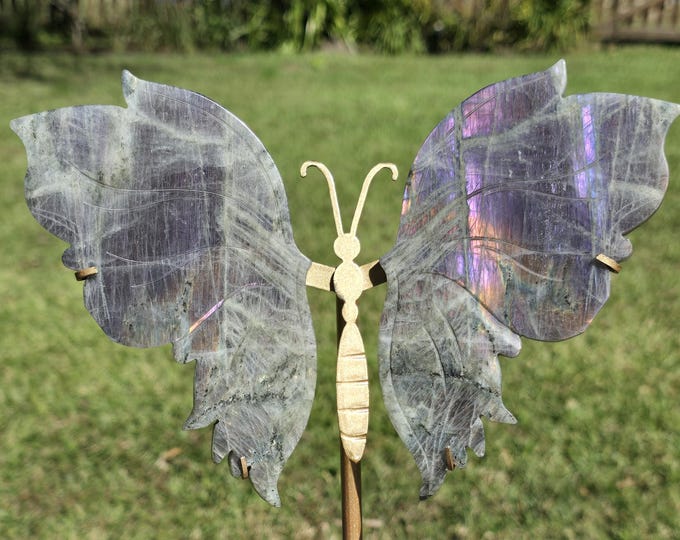 Flashy Labradorite Crystal Butterfly Wings