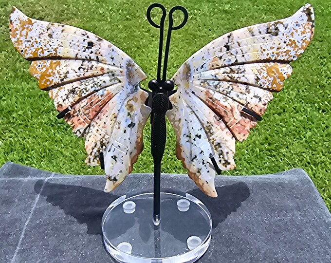 Orbicular Ocean Jasper Crystal Butterfly Wings