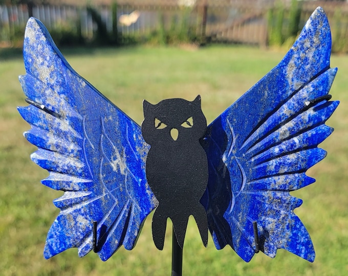 Lapis Lazuli Crystal Owl Wings