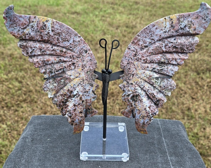 Orbicular Ocean Jasper Crystal Butterfly Wings