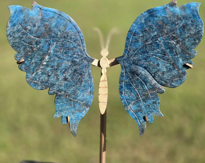 Blue Apatite Crystal Butterfly Wings