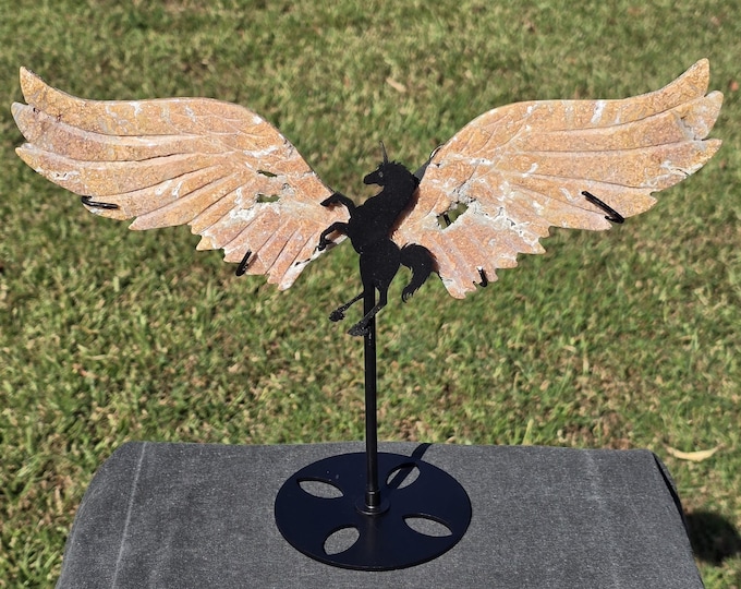 Pink Agate Crystal Unicorn Pegasus Wings