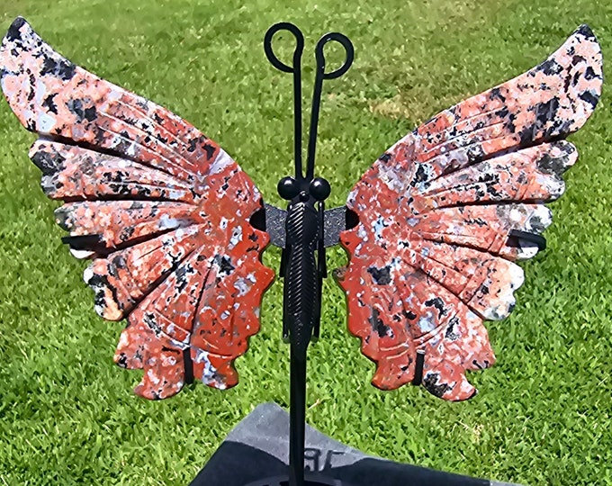 Orbicular Ocean Jasper Crystal Butterfly Wings