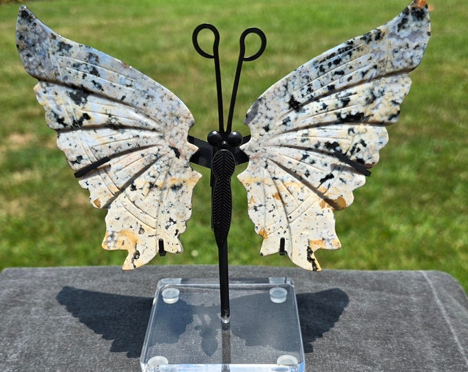 Orbicular Ocean Jasper Crystal Butterfly Wings