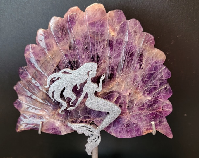 Purple Amethyst Crystal Mermaid Shell Stand