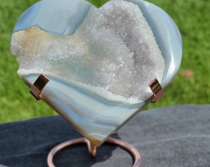 Drusy Blue Agate Crystal Heart