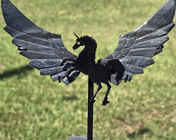 Black Agate Crystal Unicorn Pegasus Wings