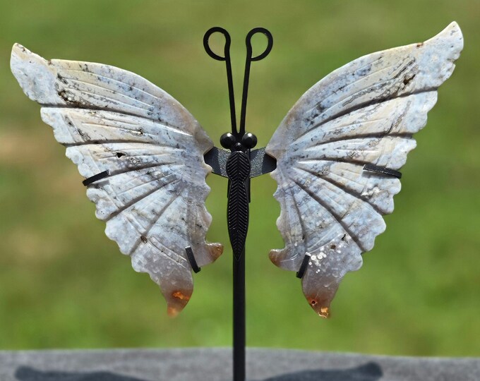 Orbicular Ocean Jasper Crystal Butterfly Wings