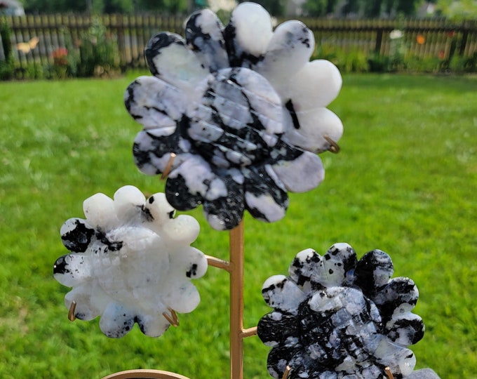 Rainbow Moonstone Crystal Triple Sunflower