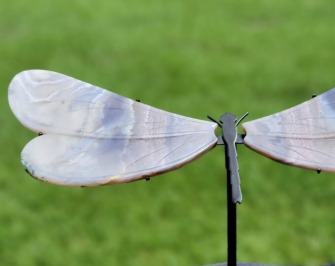 Blue Agate Crystal Dragonfly Wings