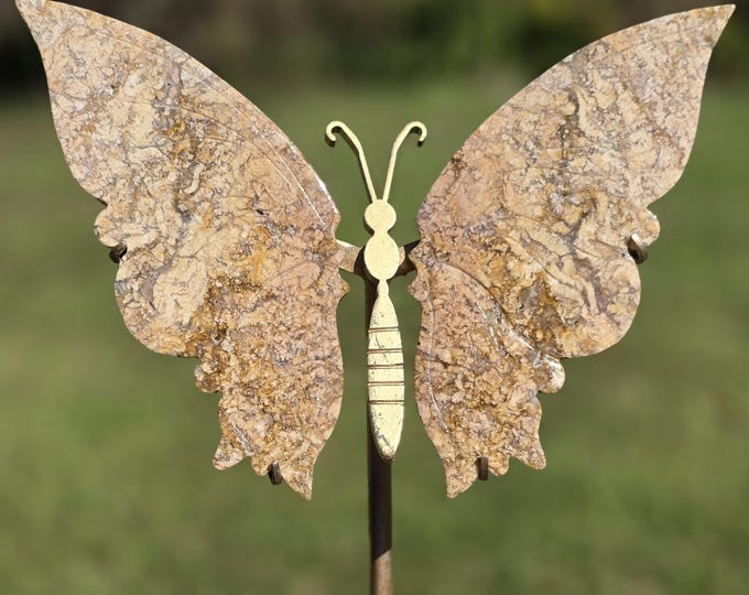 Pink Agate Crystal Butterfly Wings