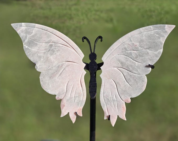 Pink Opal Crystal Butterfly Wings