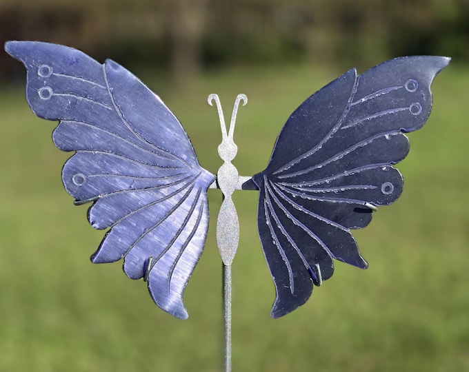 Indigo Purple Cat Eye Selenite Crystal Butterfly Wings